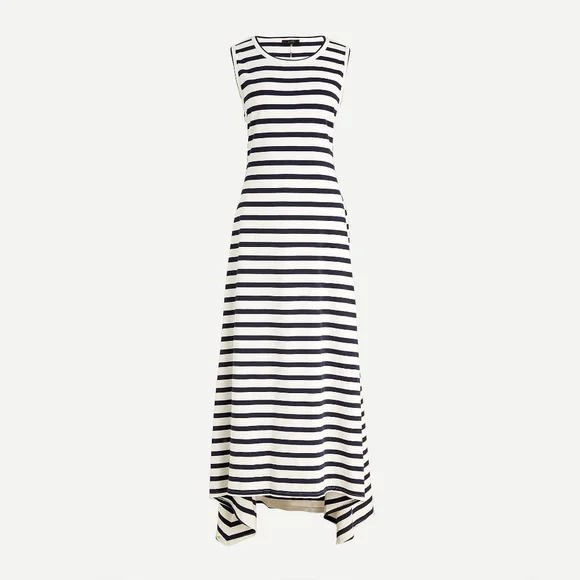 NEW! J Crew High-low Maxi Dress Navy Blue Stripe NWT - Picture 3 of 8